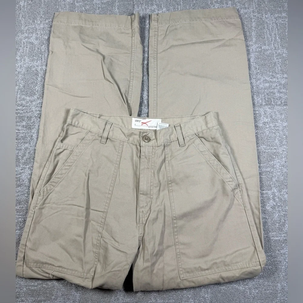 Levis Mens Straight Leg Khaki Trouser Pants Tan Size 34x34
